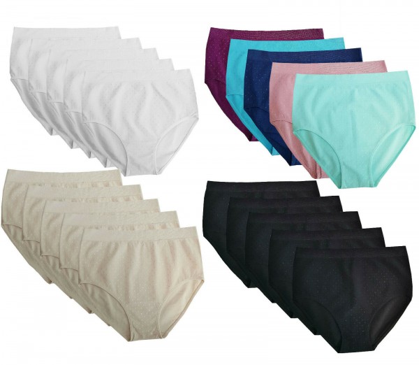 Damen Taillenslips Unterwäsche Schlüpfer Unterhose im 5er oder 10er Pack gepunktet aus weicher Micro
