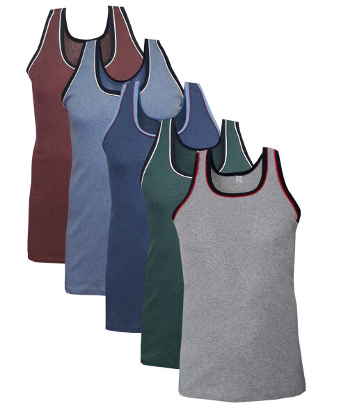 5er Pack Herren Melange Unterhemden Achselhemden Sporthemden aus Baumwolle Gr.S-6XL 5 x Unterhemden im Farbmix 13 = 6XL