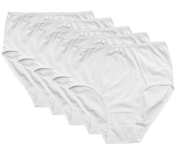 Damen Basic Slips Unterhosen Schlüpfer aus Baumwolle im 5er oder 10er Pack Gr. M-XXXL L = 44/46 Weiss 10 Stück