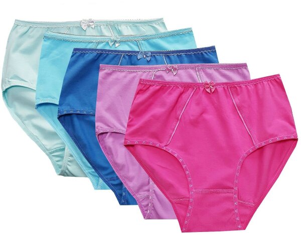 Damen Basic Slips Unterhosen Schlüpfer aus Baumwolle im 5er oder 10er Pack Gr. M-XXXL XXL = 52/54 Mehrfarbig 10 Stück