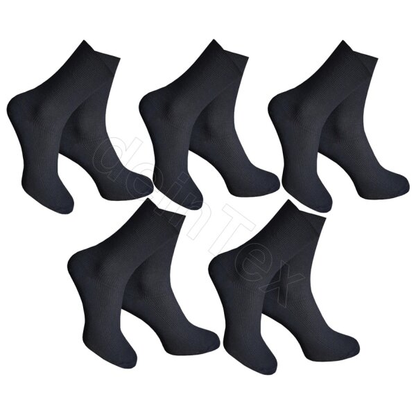 Diabetikersocken Gesundheitssocken venenfreundlich für empfindliche Füße ohne Gummidruck aus Baumwolle Herren 43-46 Schwarz 10 Paar