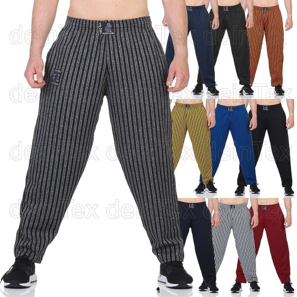 Herren Bodybuildinghose gestreift GYM  Jogginghose Sporthose Pumperhose  in 10 Farben Gr. M-8XL Royalblau 7XL